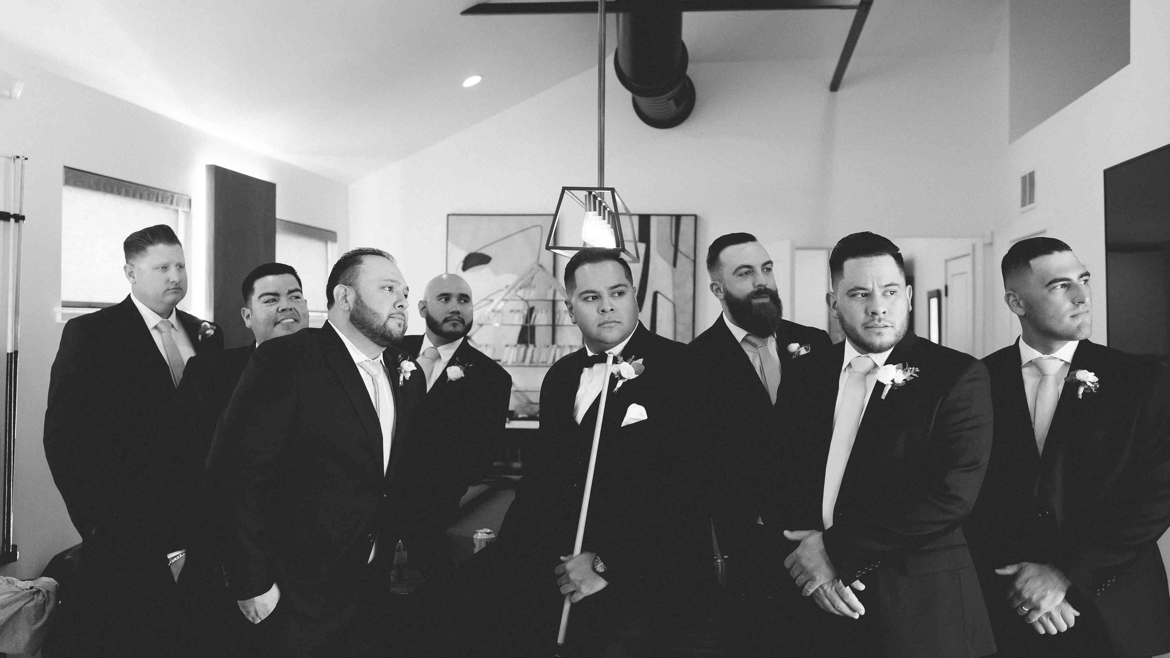 The Elm Estate Group of men in the billiard room