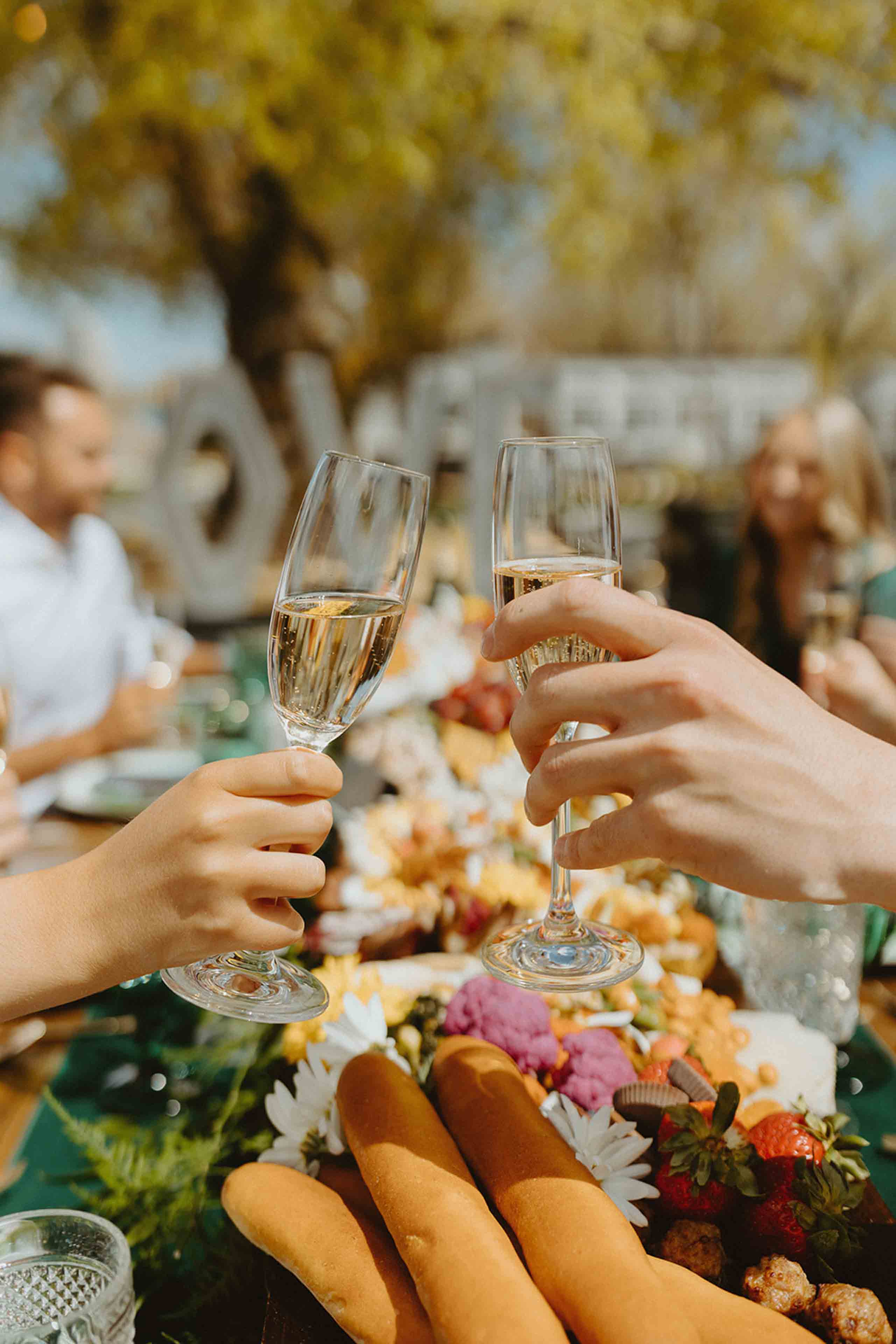 tow people cheersing their chapagne