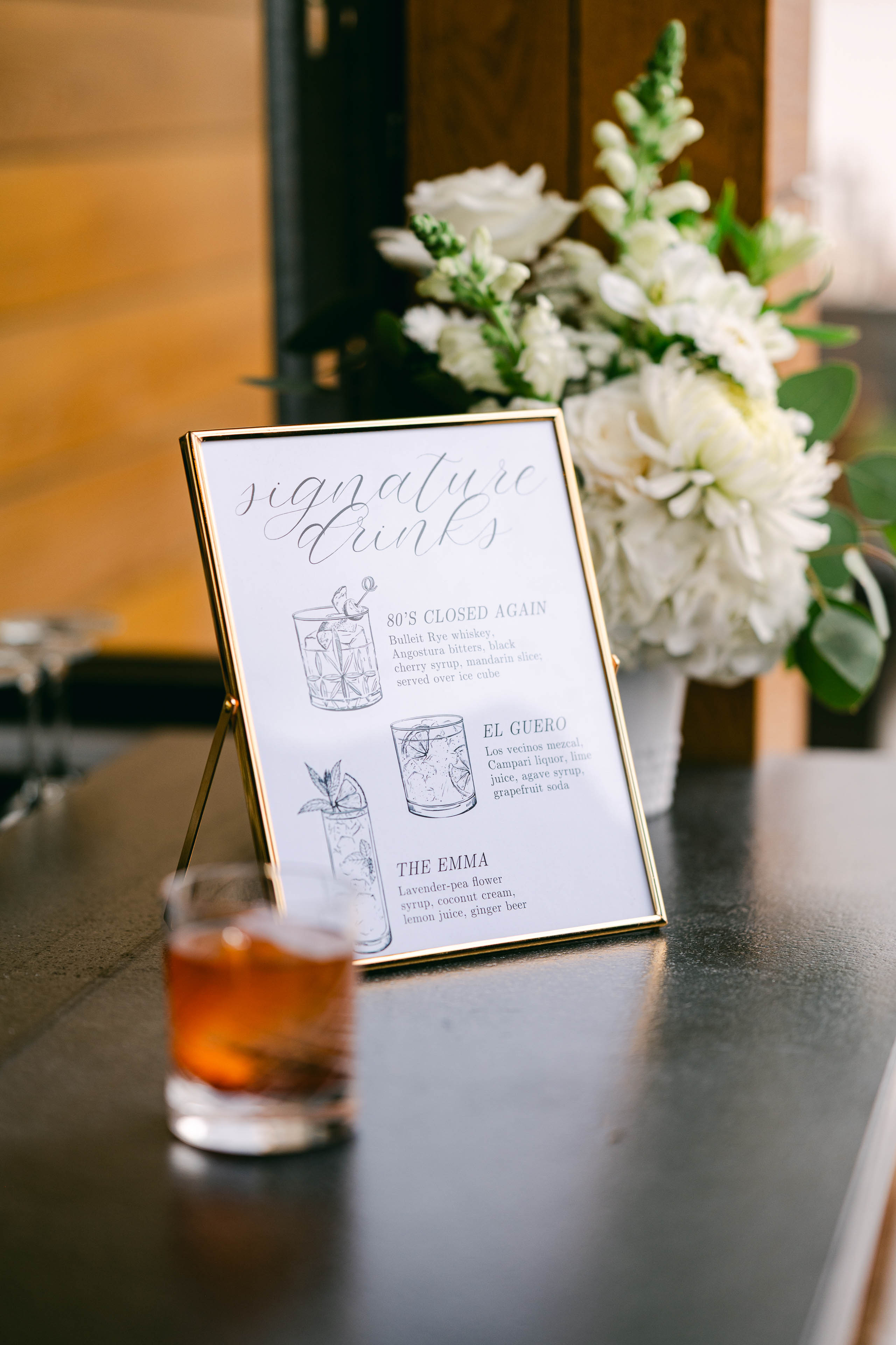 The Elm Estate Custom Signature Drinks for Wedding Bar Menu
